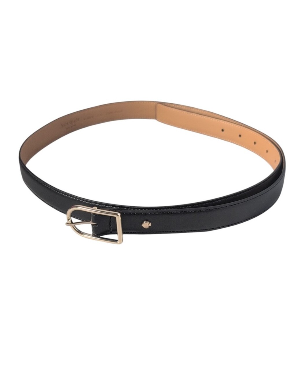 Kate Spade Stitched Feather Edge Black Leather Belt Size 1X/2X